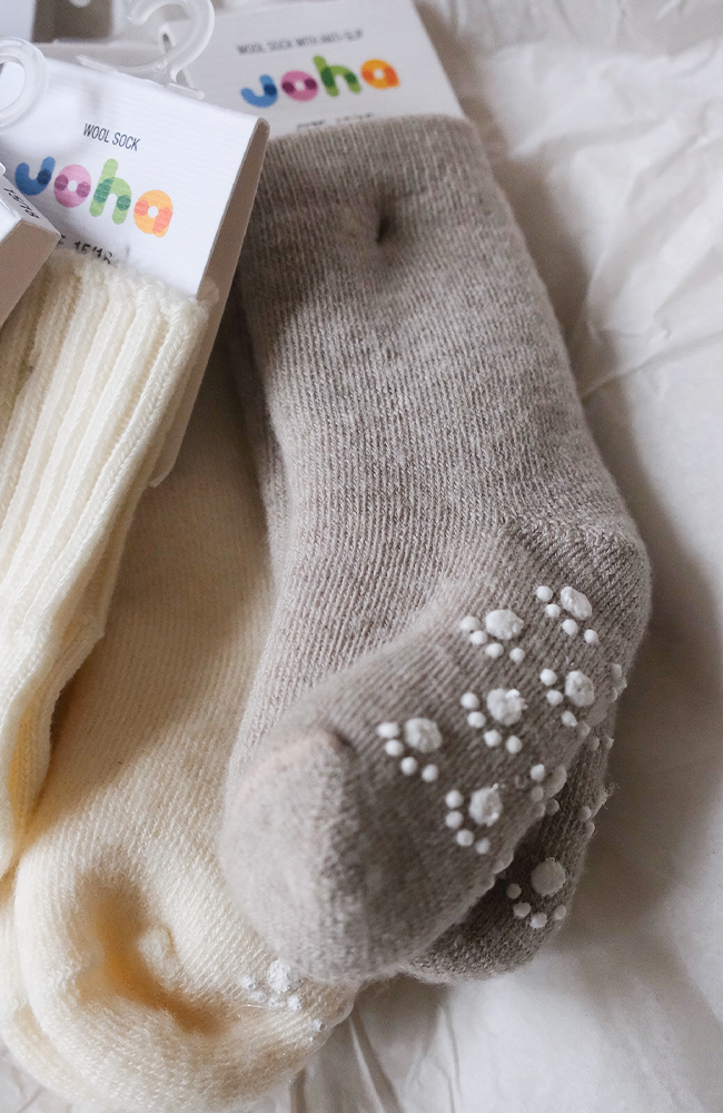 Wool Socks w.anti-slip - Sand Joha Skor
