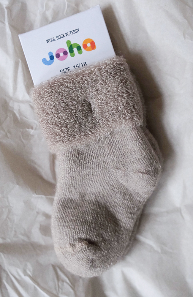 Wool Socks w/ Terry Cuff - Beige Melange
