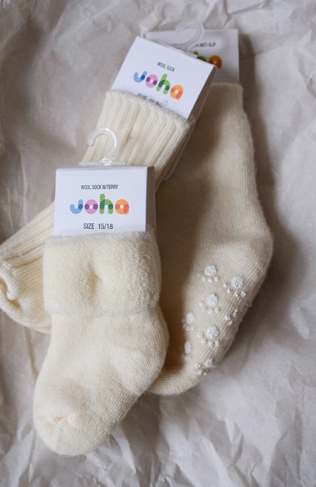 Wool Socks w.anti-slip - Off White Joha Skor