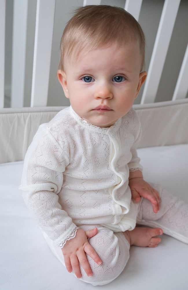 Wool/Silk Onepiece w/ Lace - Nature white Joha Onepiece