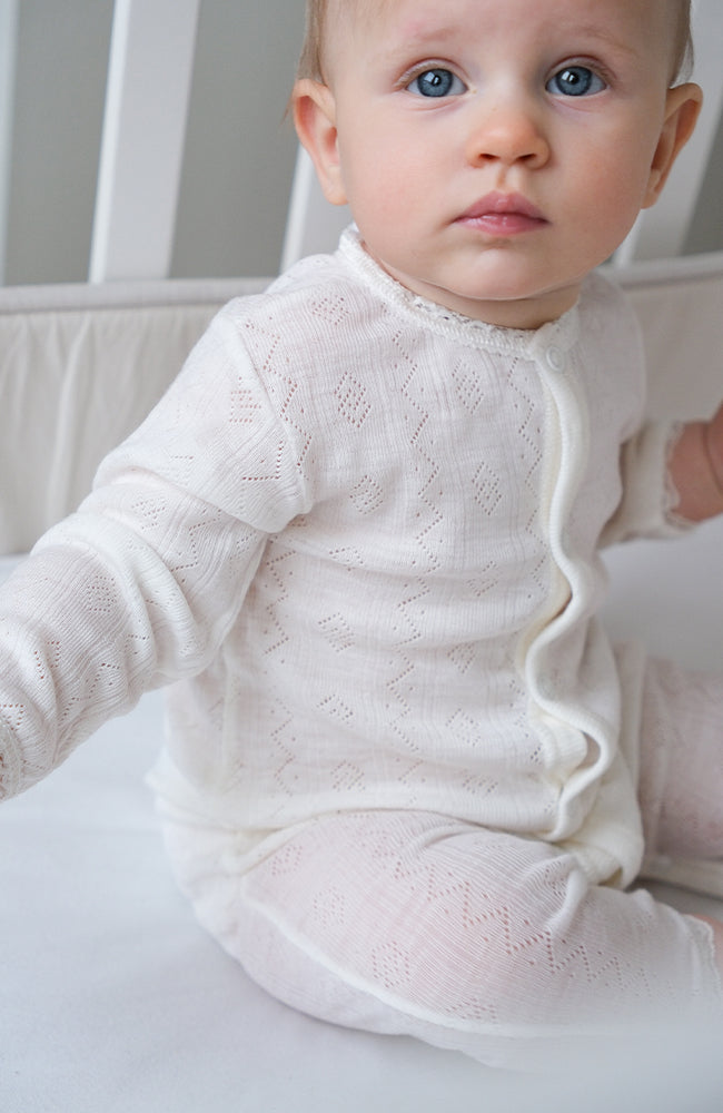 Wool/Silk Onepiece w/ Lace - Nature white Joha Onepiece