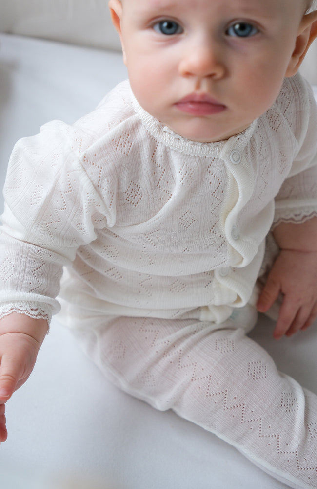 Wool/Silk Onepiece w/ Lace - Nature white Joha Onepiece