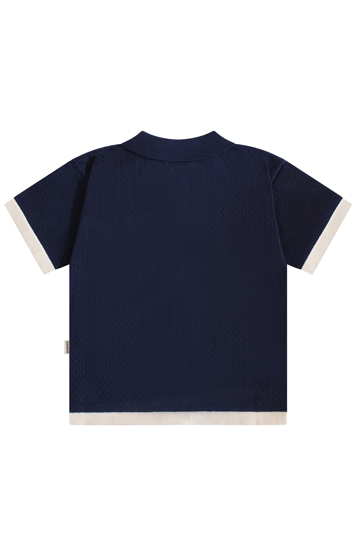 League Collar Shirt - Navy Poppedi Skjorta