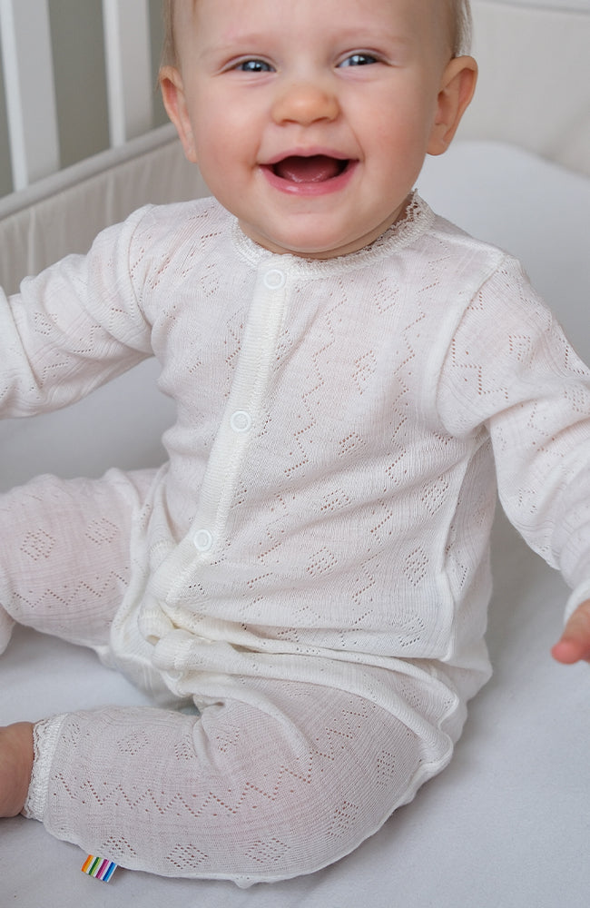 Wool/Silk Onepiece w/ Lace - Nature white Joha Onepiece