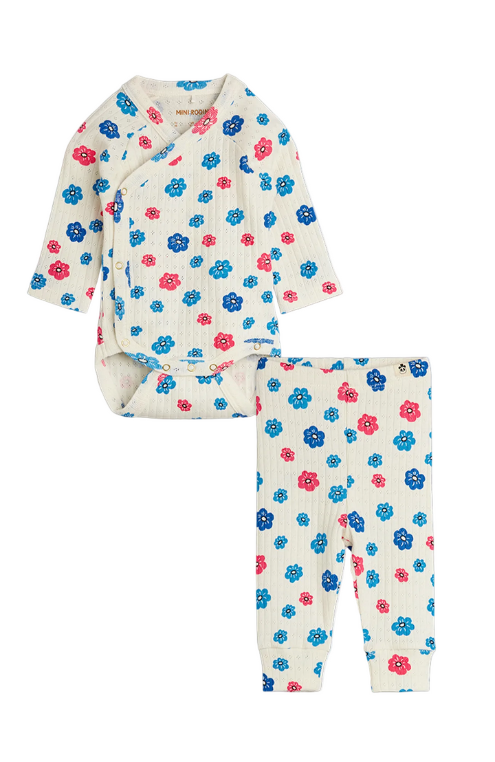 Pointelle Babyset Blommor - Multi