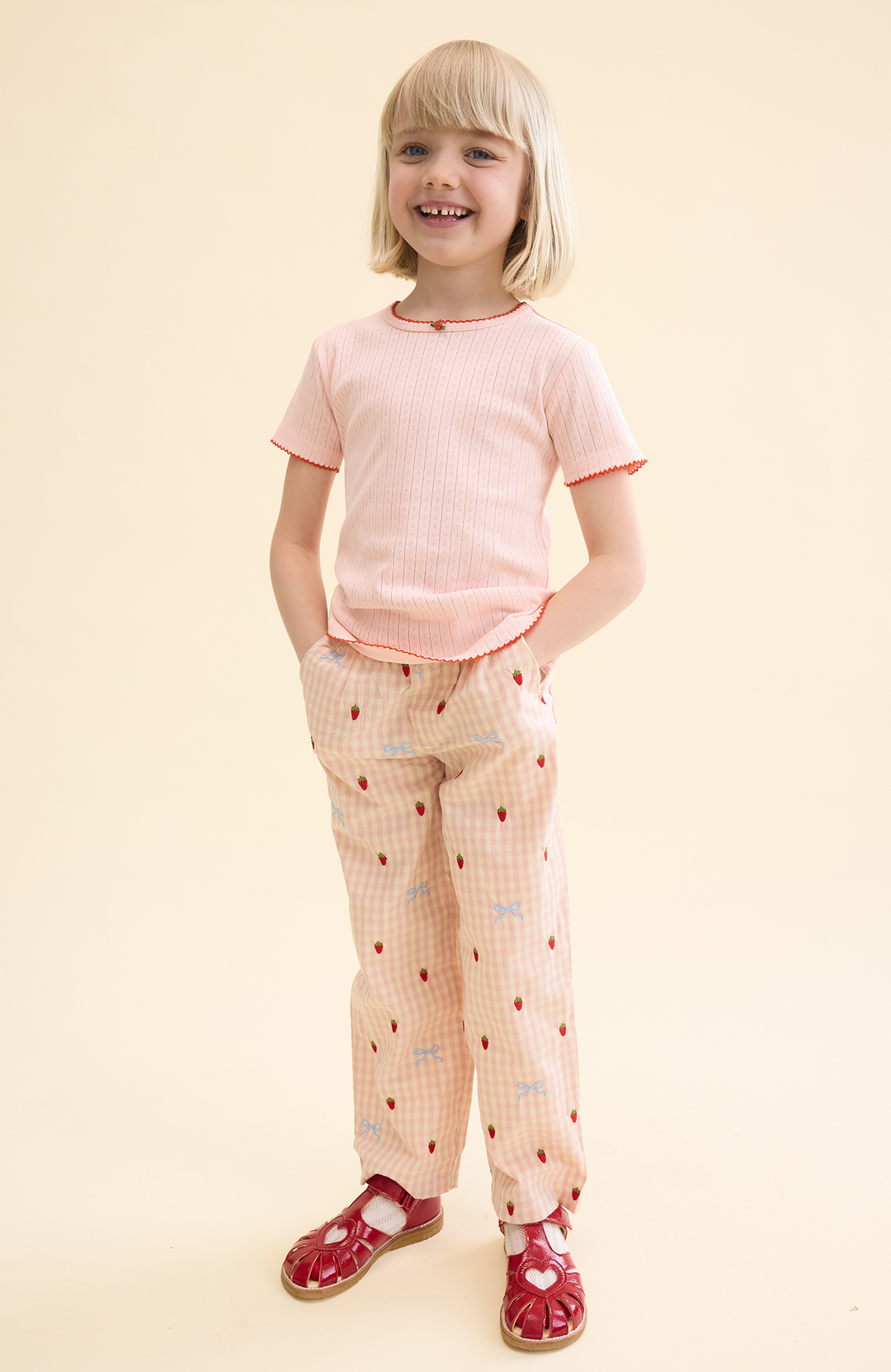 Liva SS Pointelle Blouse -  Soft Rose Flöss T-shirt