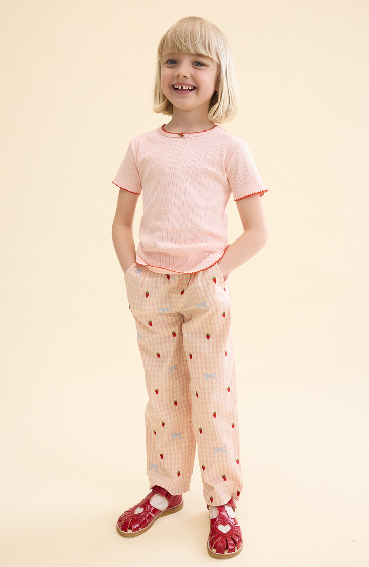 Liva SS Pointelle Blouse -  Soft Rose Flöss T-shirt