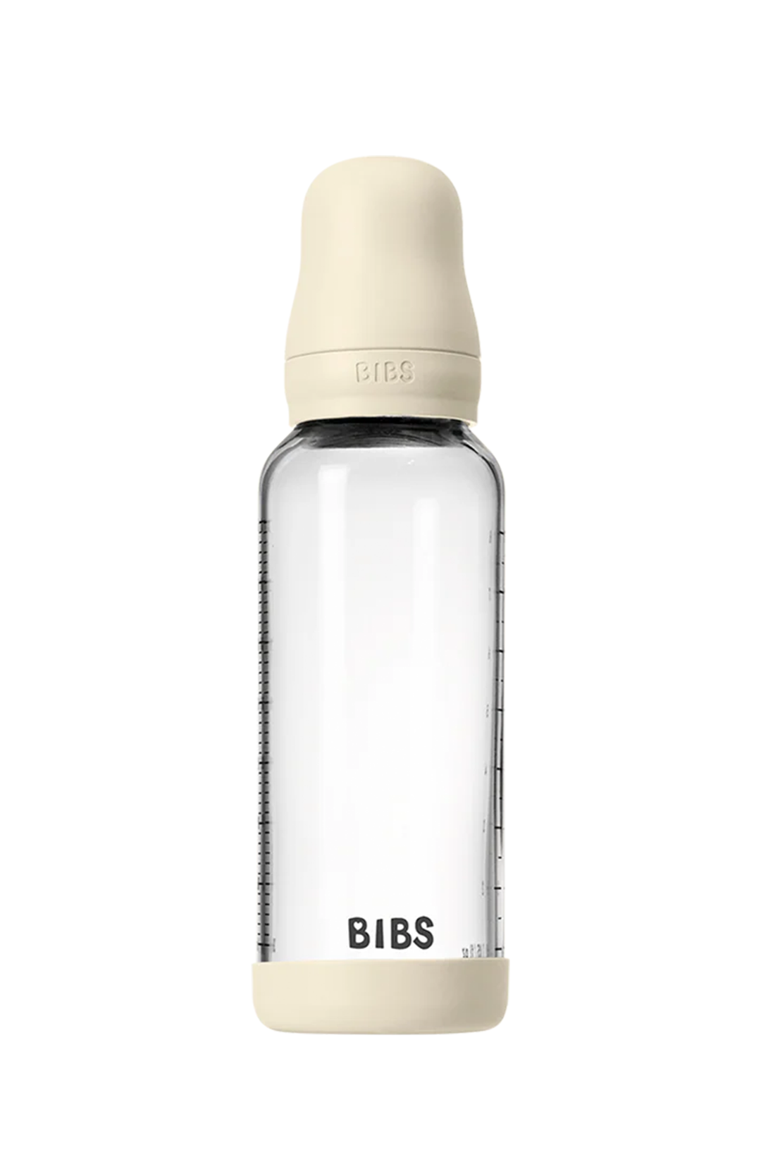 Baby Glass Bottle Set 240ml Silicone - Ivory Bibs Nappflaska
