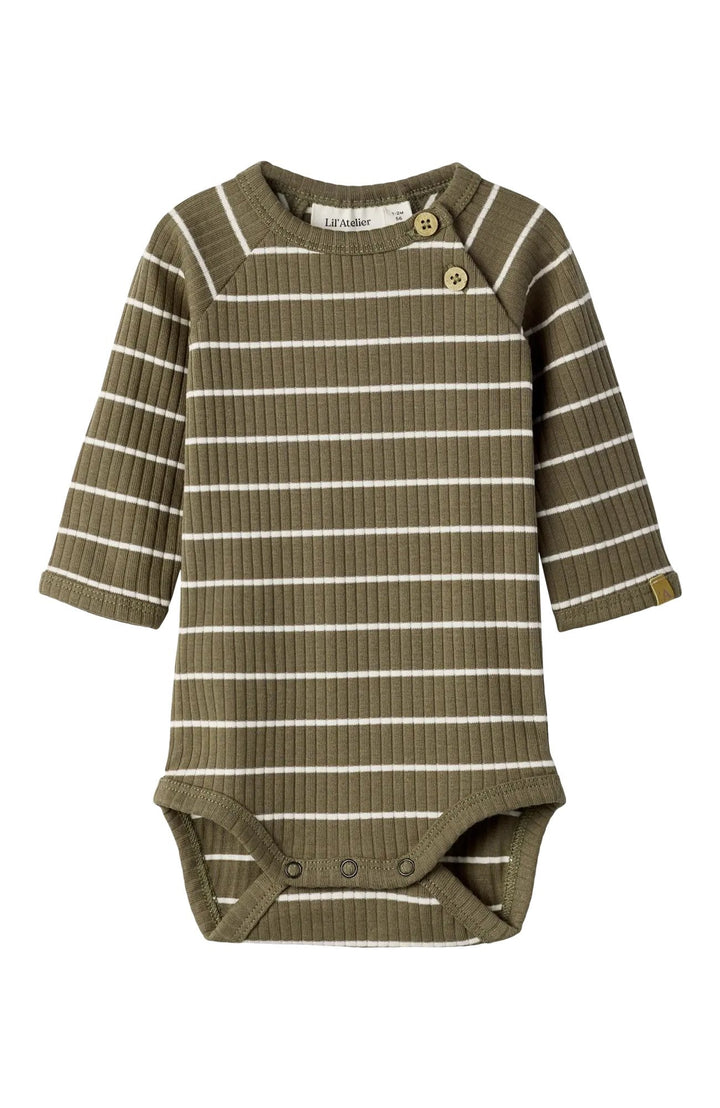 Kail Långärmad Body - Shitake Stripe Lil' Atelier Body