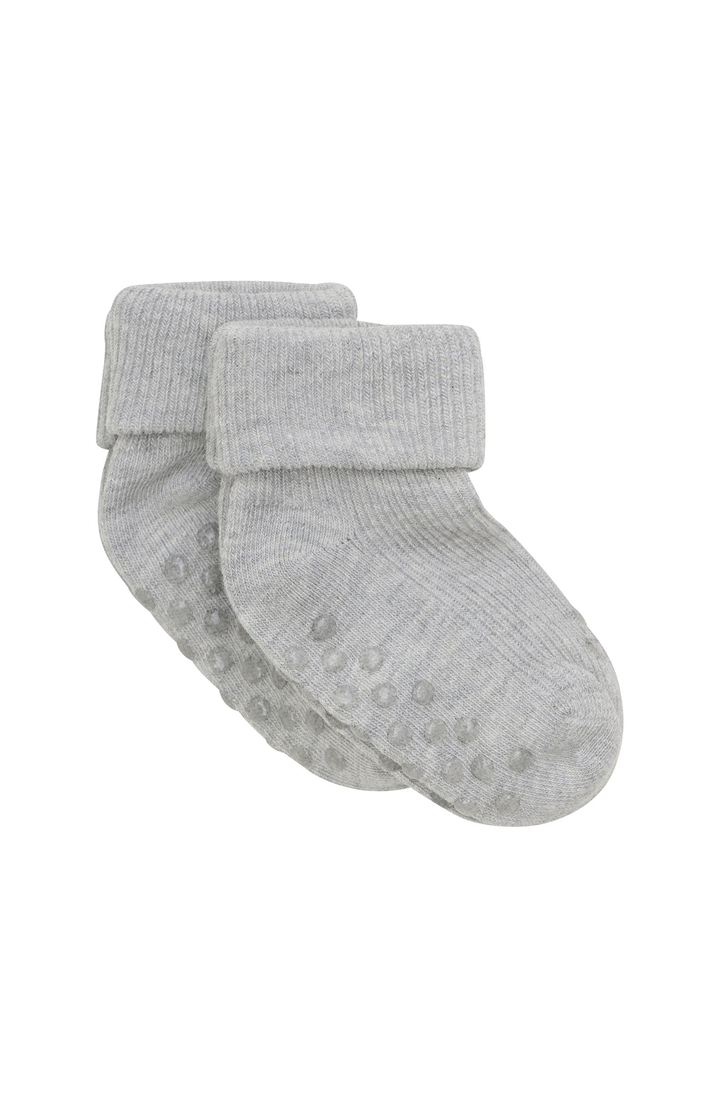 Baby Rib Sock 2-pack - Light Grey Melange Minymo Strumpor