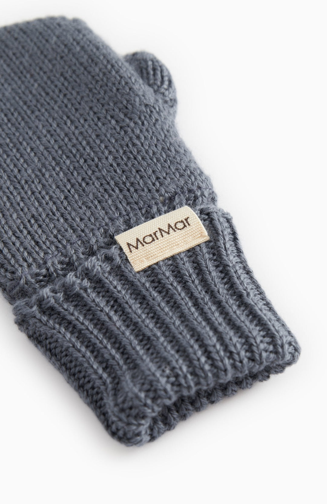 Alvilda Light Cotton Wool Plain Mittens - Rainstorm – detalj 2