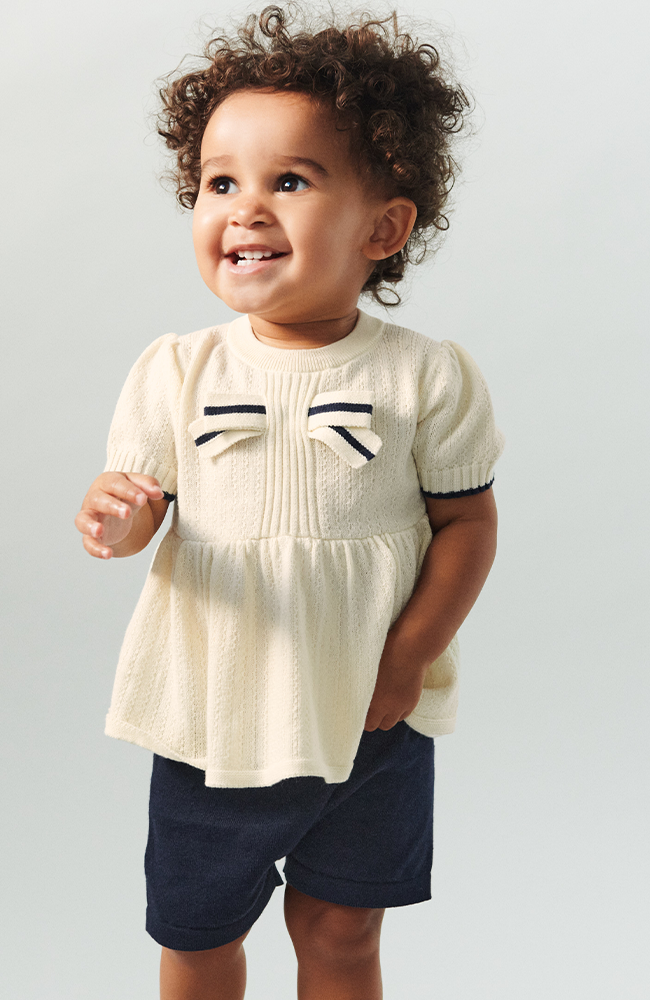 Baby Bow Top - Ecru FUB Blus