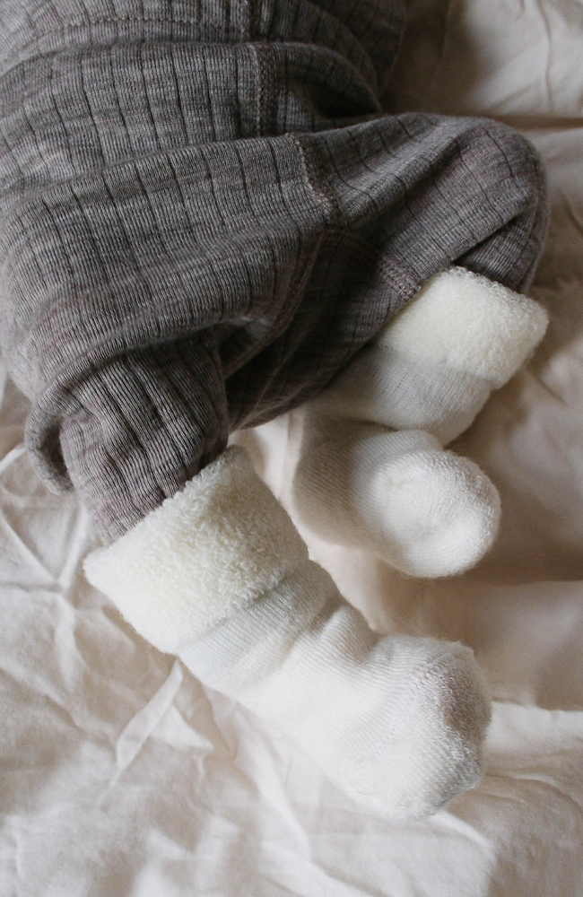 Wool Socks w/ Terry Cuff - Off White