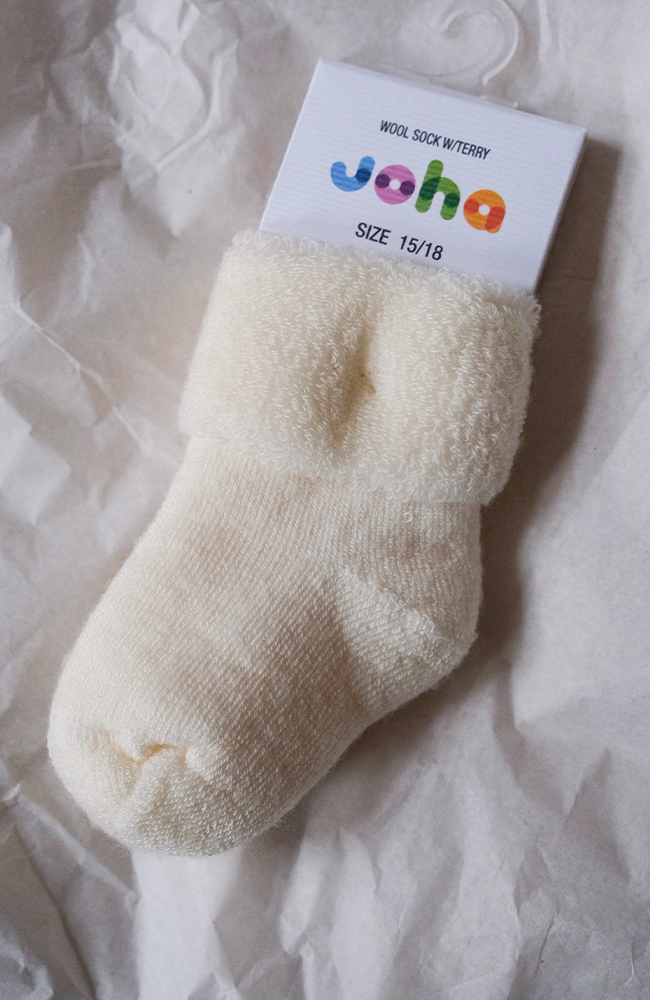 Wool Socks w/ Terry Cuff - Off White
