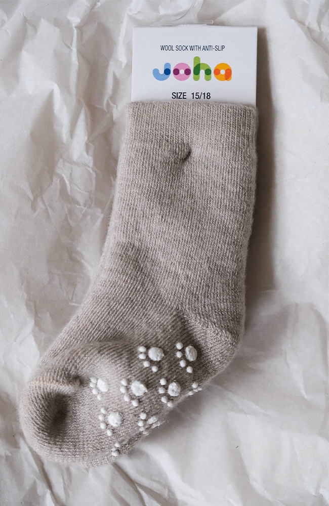 Wool Socks w.anti-slip - Sand Joha Skor