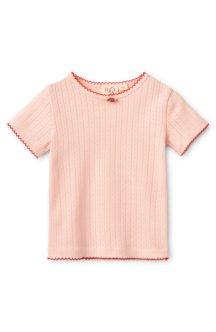 Liva SS Pointelle Blouse -  Soft Rose Flöss T-shirt