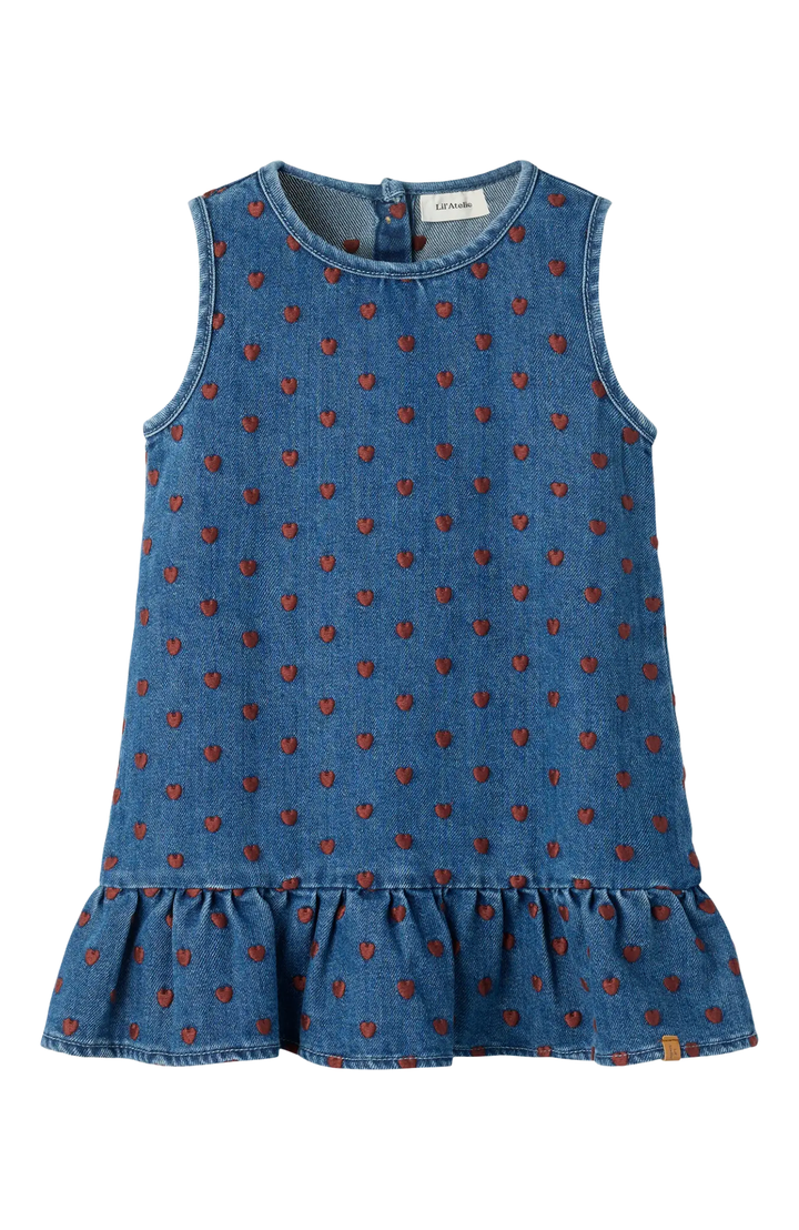 Liva Lea Denim Klänning - Dark Blue Denim Hearts Lil' Atelier Klänning