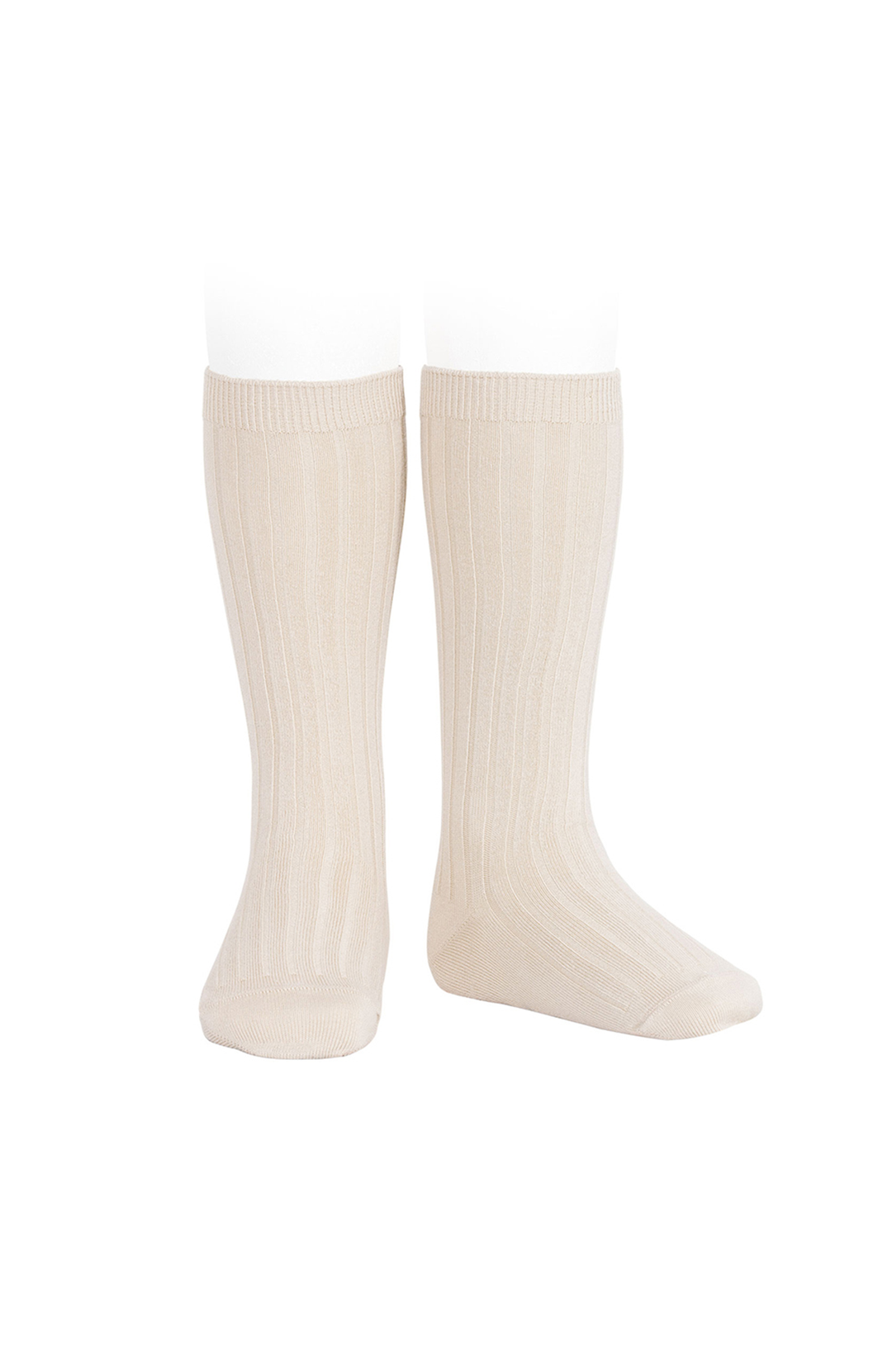 Ribbed Knee Socks - Linen Condor Strumpor