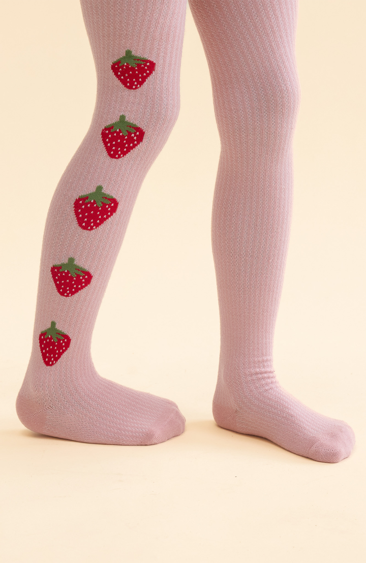 Vera Tights 2-pack - Pointelle Berry Flöss strumpbyxor
