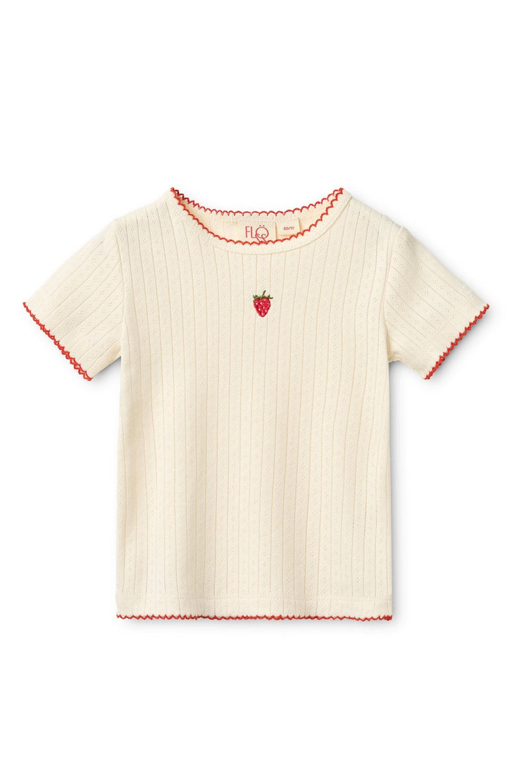 Flora SS Pointelle Blouse - Gentle Cream Flöss T-shirt