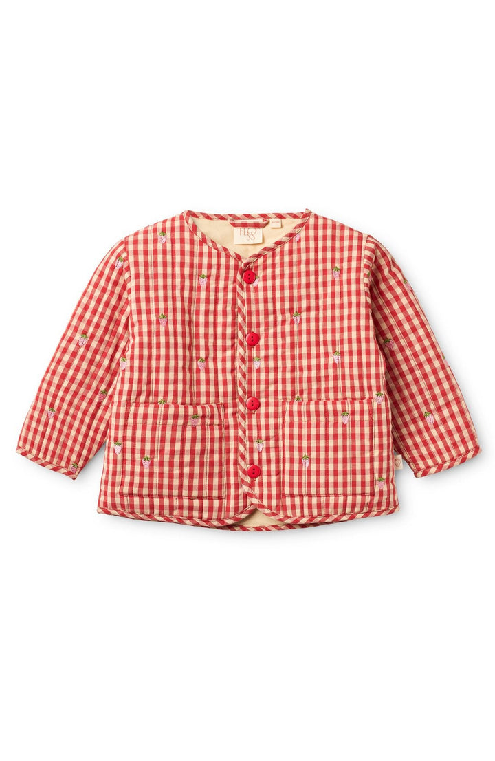 Molly Pineberry Jacket - Red-Pink Berry Gingham Flöss jacka