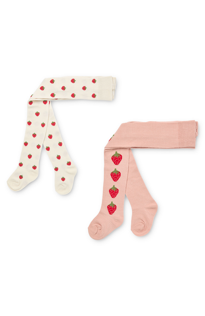 Vera Tights 2-pack - Pointelle Berry Flöss strumpbyxor