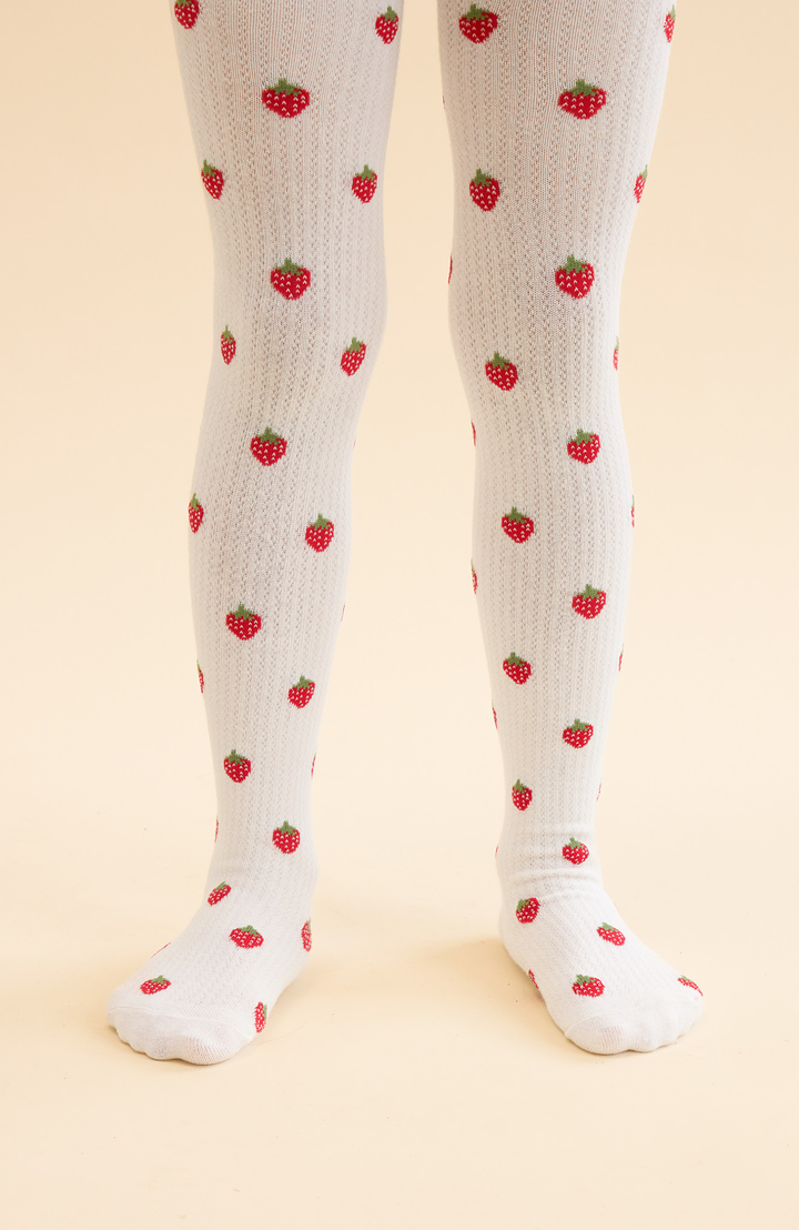 Vera Tights 2-pack - Pointelle Berry Flöss strumpbyxor