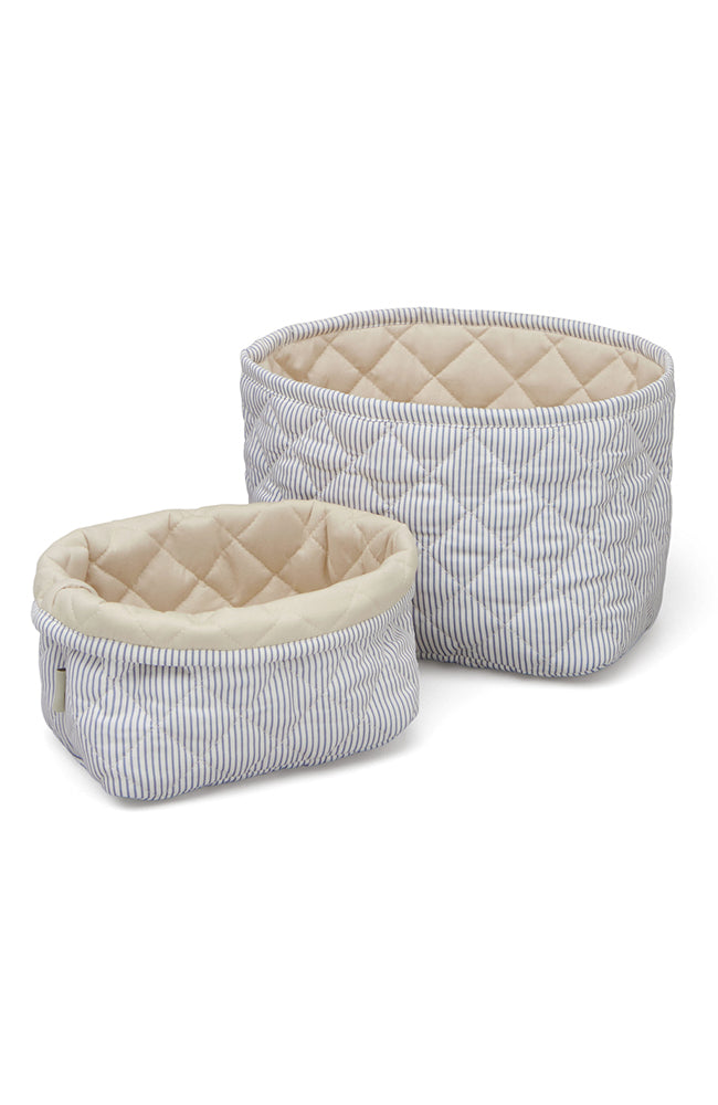 Quilted Storage Basket 2 pack - Classic Stripes Blue CamCam Copenhagen Inredning