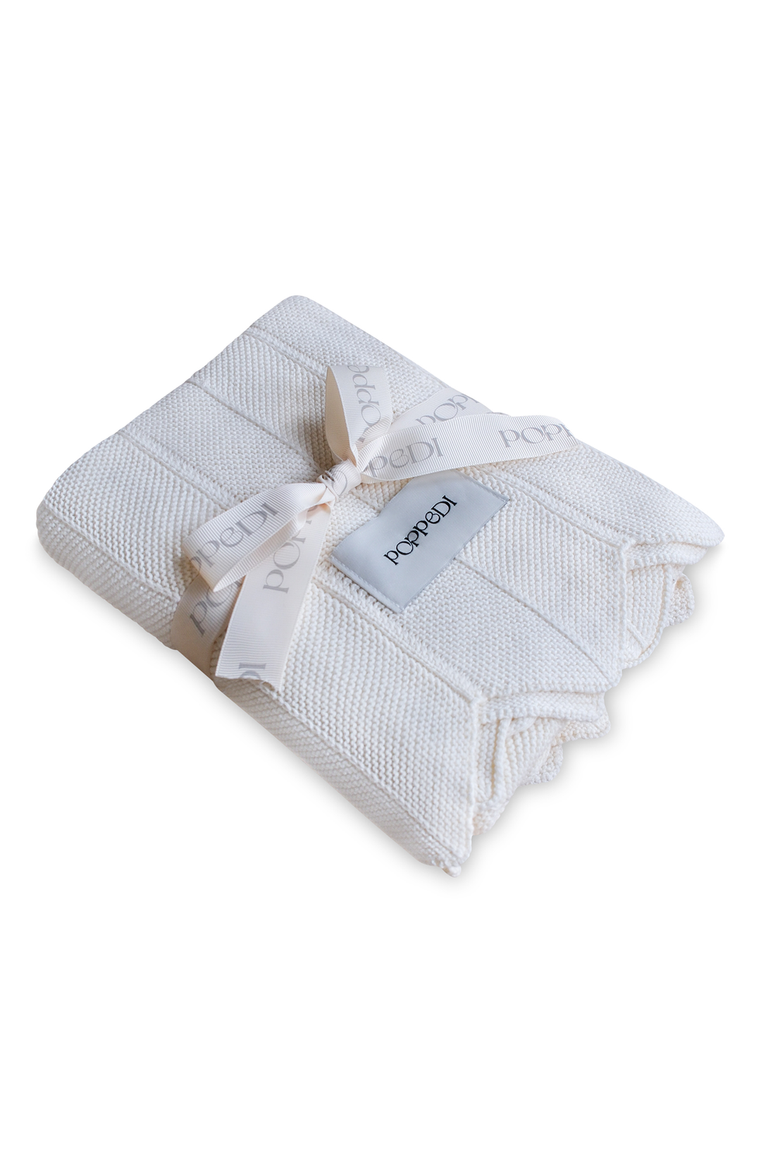 Chevron Knit Blanket - Off White Poppedi Filt