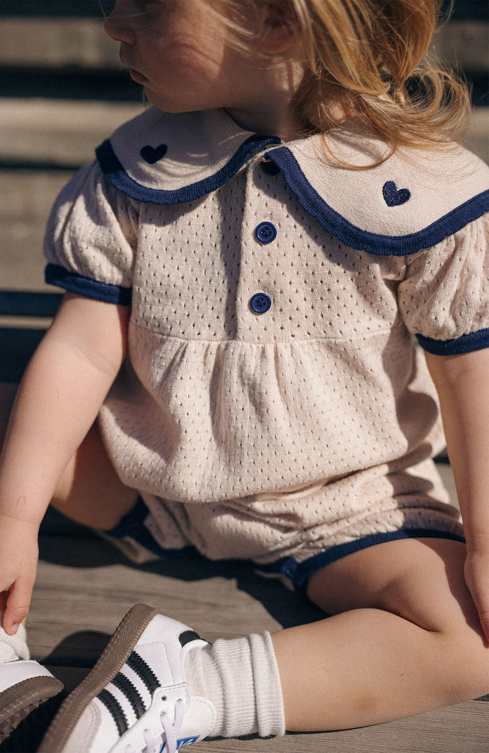 League Sail Romper - Sand/Navy Poppedi Romper