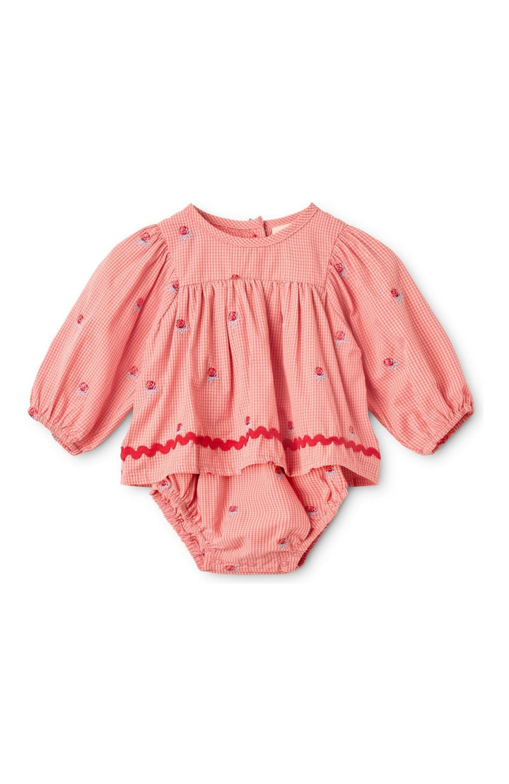 Sonja Romper - Pink Rose Gingham Flöss Romper