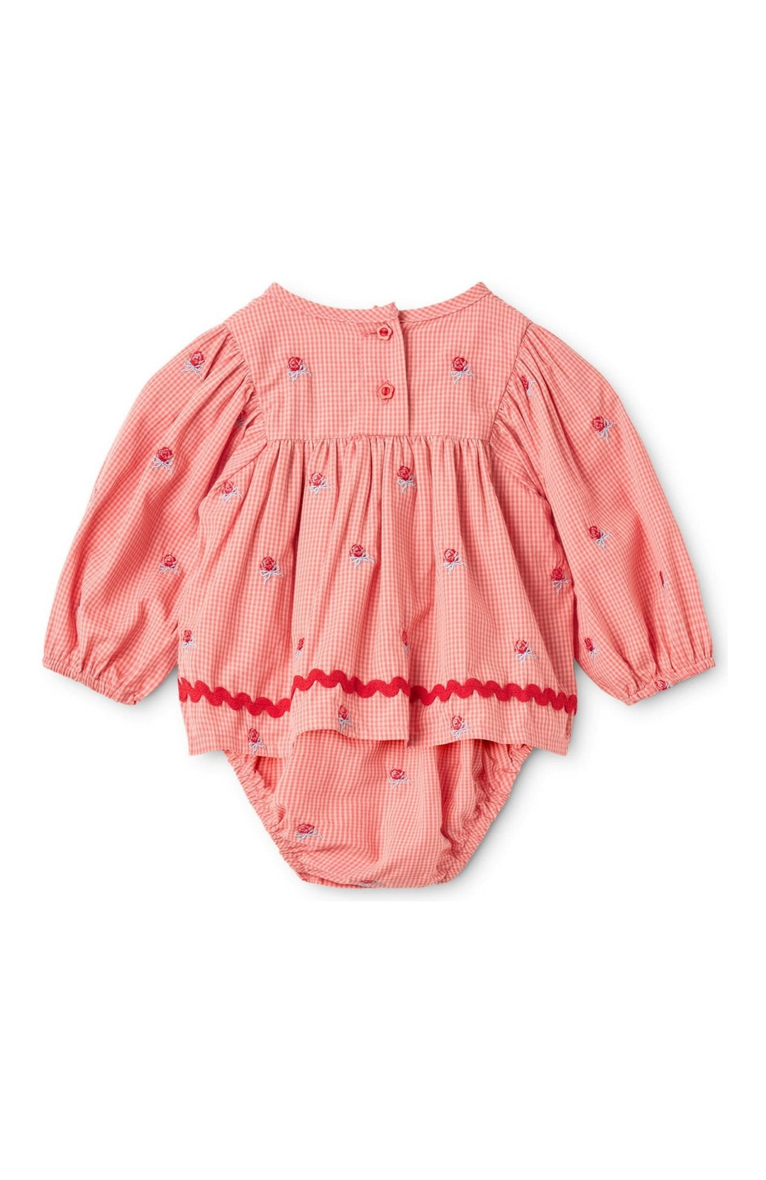 Sonja Romper - Pink Rose Gingham Flöss Romper