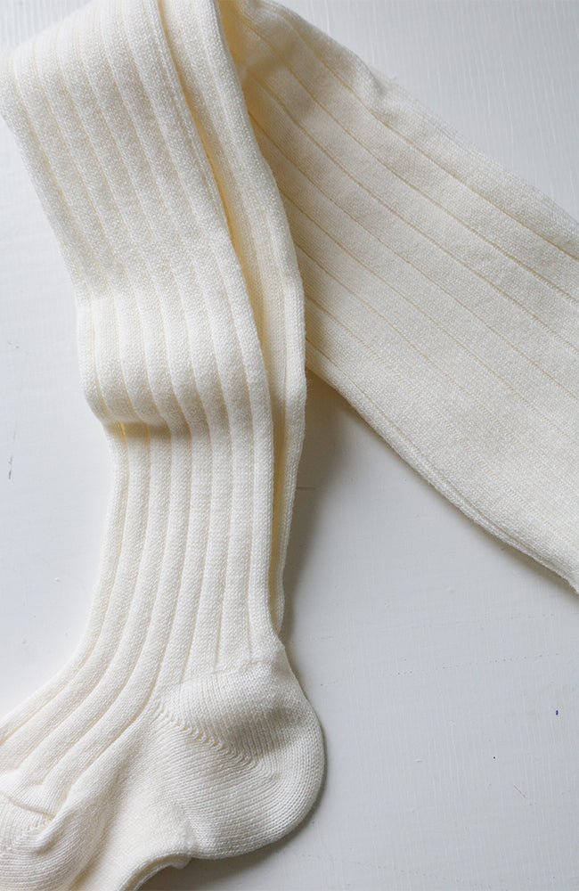 Basic Rib Tights - Cream Condor Strumpor