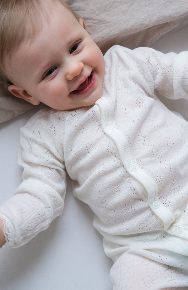 Wool/Silk Onepiece w/ Lace - Nature white Joha Onepiece