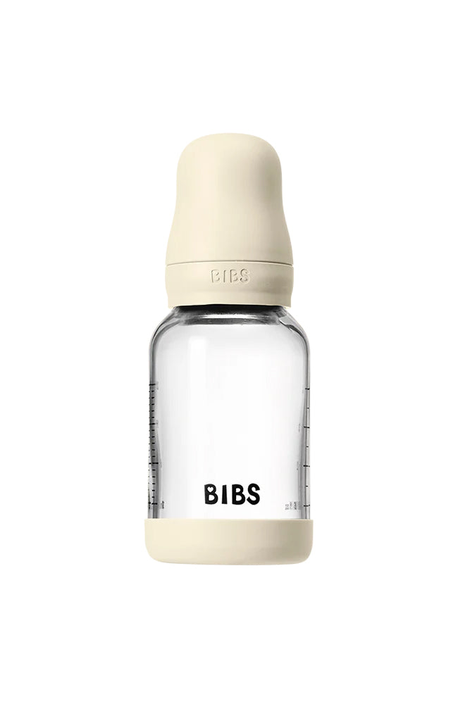 Baby Glass Bottle Set 120ml Silicone - Ivory Bibs Nappflaska