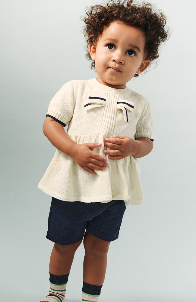 Baby Bow Top - Ecru FUB Blus