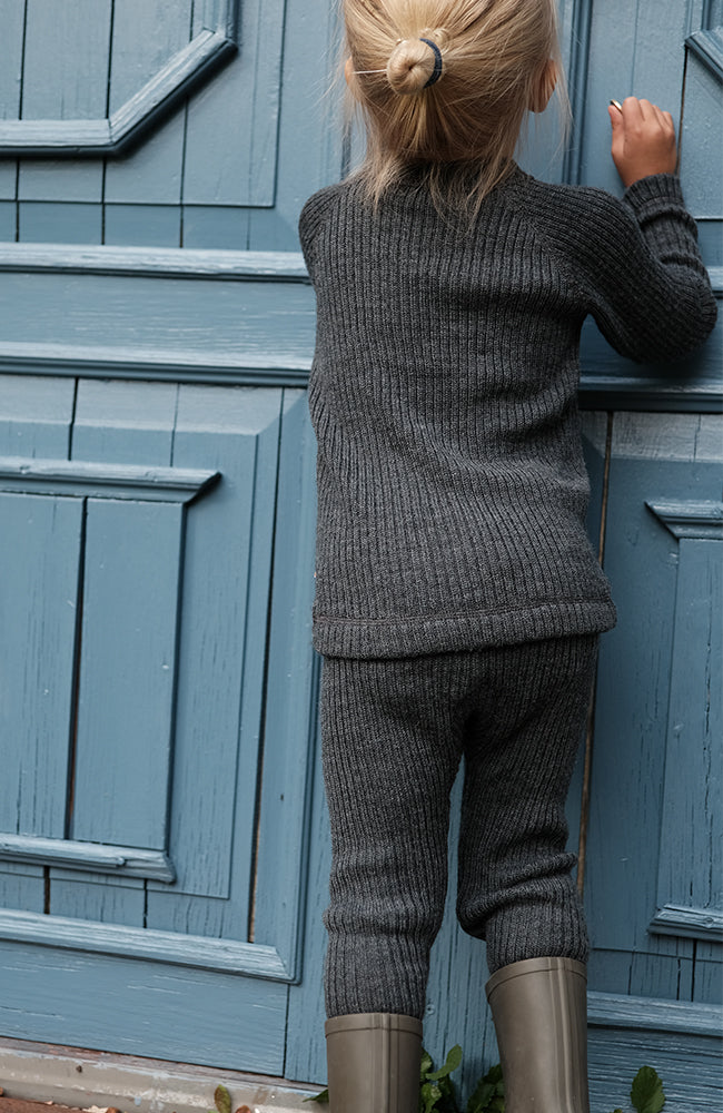 Wool Pants - Grey Melange Joha Leggings
