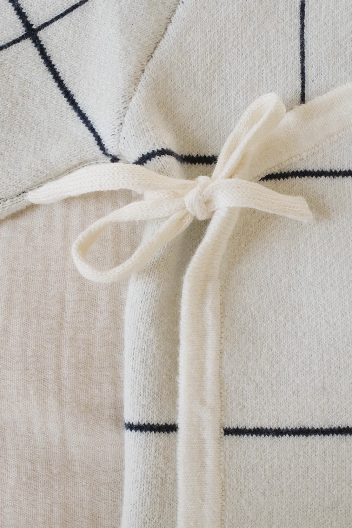 Wrap Cardigan - Navy/Cream Poppedi Cardigan