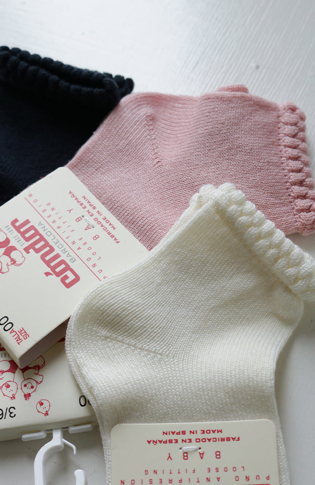 Short Socks w/ Patterned Cuff - Pale Pink Condor Strumpor