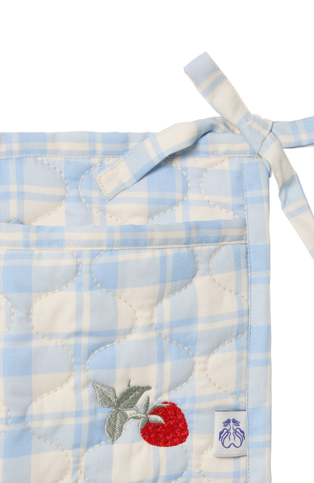 Quiltad Sängficka - Plaid Sky Blue Garbo & Friends Sängficka