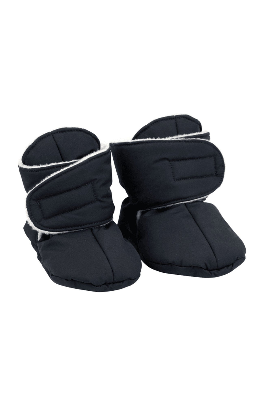 Voksi Baby Booties i Black med kardborreband och fleecekant