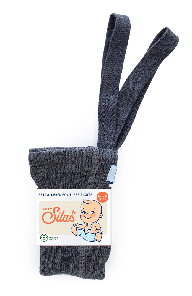 Footless Tights With Braces  - Dark Grey Blend Silly Silas Tights