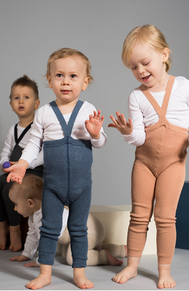 Footless Tights With Braces - Steel Blue Blend Silly Silas Tights